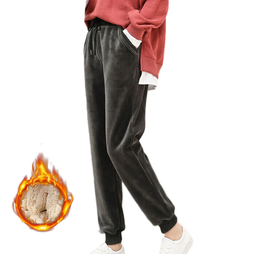 With Lamb Cashmere Длинные повседневные женские штаны на завязках, спортивные штаны на осень и зиму, женские штаны-шаровары для бега, спортивные штаны - Цвет: With Lamb Cashmere