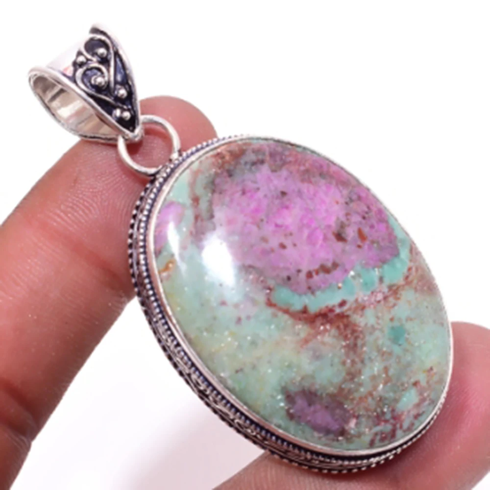 

Rubys Zoisite Pendant Silver Overlay over Copper , 63 mm, P6747