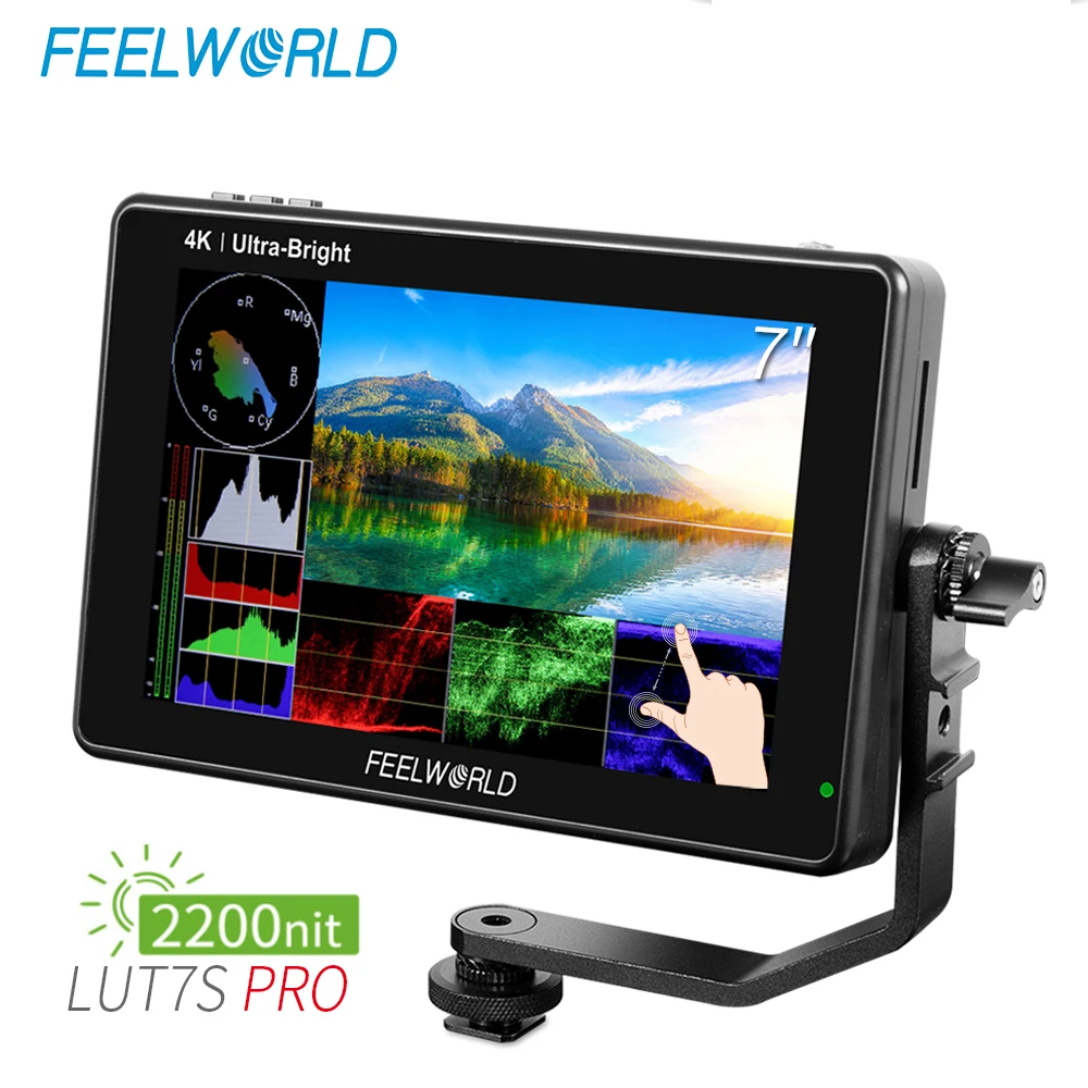 

7-дюймовый сенсорный экран FEELWORLD LUT7S PRO 2200nits 3D LUT для цифровой зеркальной камеры, режиссера поля, монитор переменного тока 4K HDMI, входной выход для Gimbal