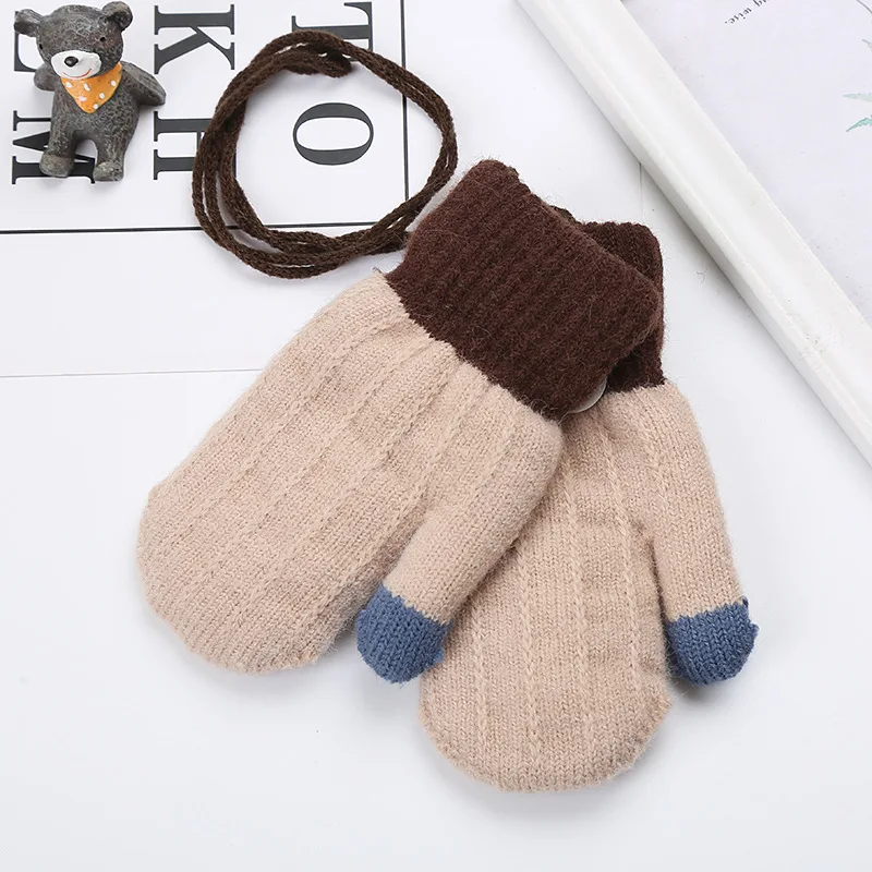 baby accessories New Arrival Winter Baby Boys Girls Knitted Gloves Warm Full Finger Mittens Gloves with Rope For Children Toddler Kids 2-4Years cheap baby accessories	 Baby Accessories