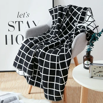 

130*160CM Knitted Throw Travel Blanket Grey Yellow Black Grey Sofa Throw Blanket Tassels Air Condition Blanket Diamond cotton