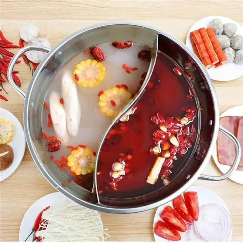 

Double Hot Pot Multifunctional Stainless Steel Double Hot Pot Cookware Non-Stick Cooking Pots With Glass Lid For Home Restaurant
