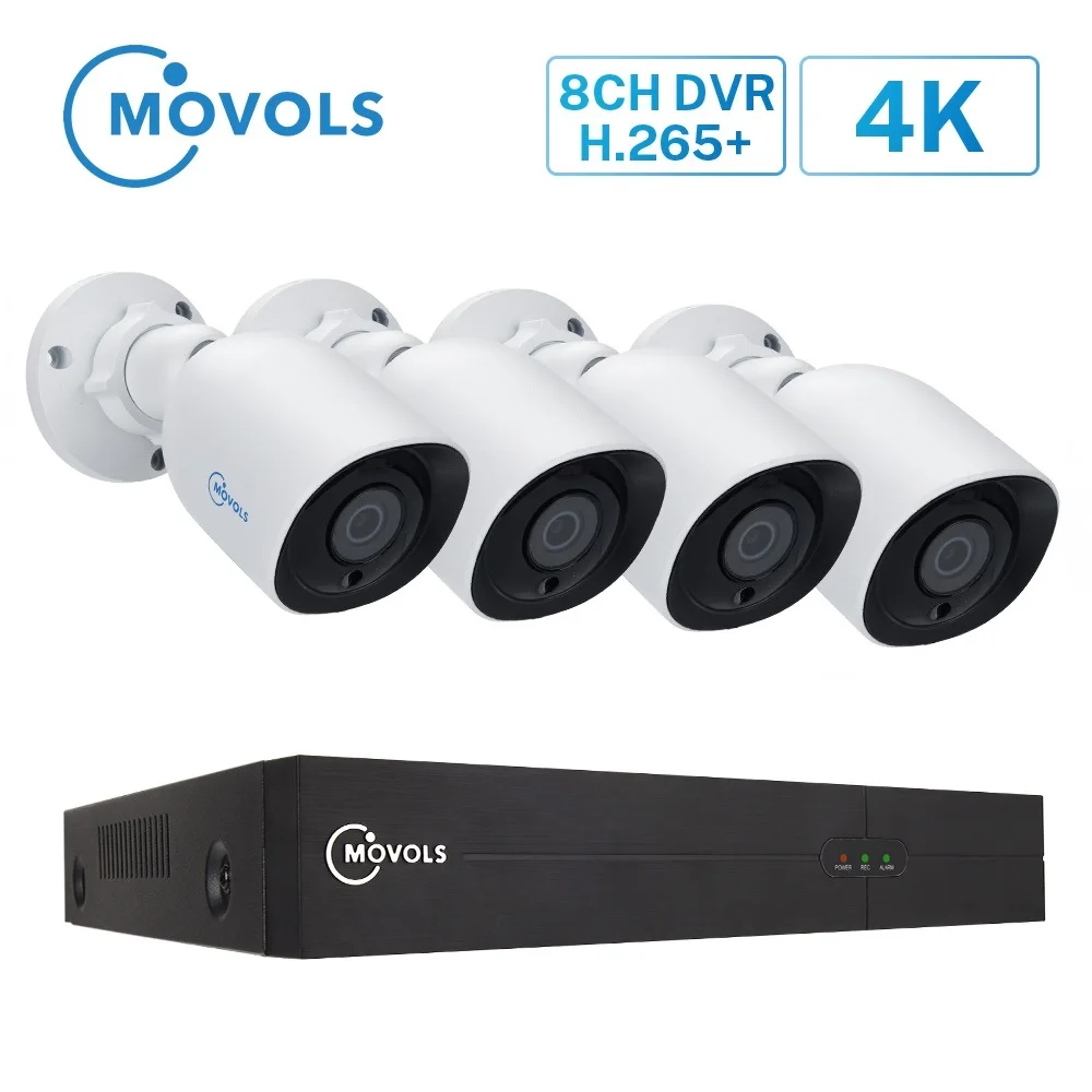 Камера видеонаблюдения MOVOLS 8 каналов 4K Ultra HD H.265 DVR 4 шт. МП|Система наблюдения| |