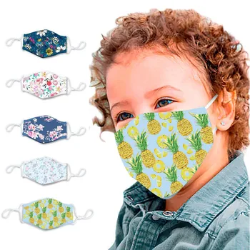 

5PCS Kids PM2.5 Mouth Mask Pineapple Flower Pattern Face Mask Cover Dustproof Kids Baby Washable Mouth Face Masks Respirator