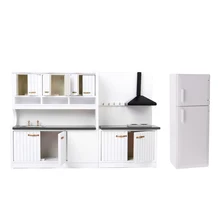 

Miniature Luxury Cabinet & Fridge Furnishings Model Kit for 1:12 Doll House Kitchen/ Dining Room/ Living Room Decorations