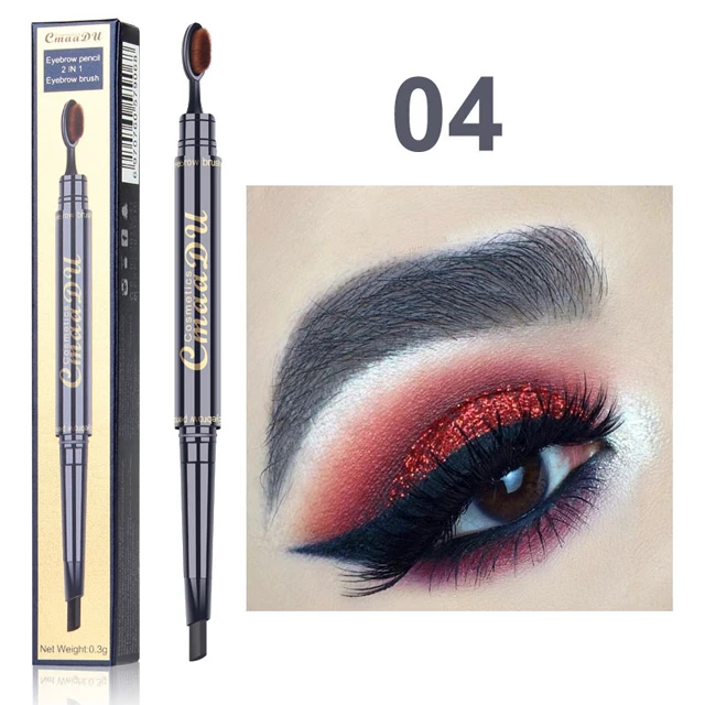 CmaaDu, двойная головка, карандаш для увеличения бровей, 5 цветов, водостойкий, долговечный, пигменты для бровей, татуировка, ручка с кистью для макияжа глаз - Цвет: 04