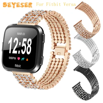 

wrist strap Metal For Fitbit Versa watchband Smart watch Accessories bracelet Replacement Strap With Rhinestone band Ladies belt