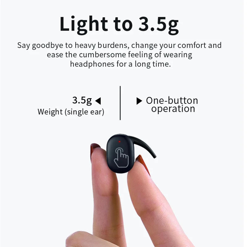 JY 010 Wireless Bluetooth 5 0 Earphone HD Sound Noise Reduction LED Power Display Sweatproof Headset With Mic For Smart Phone