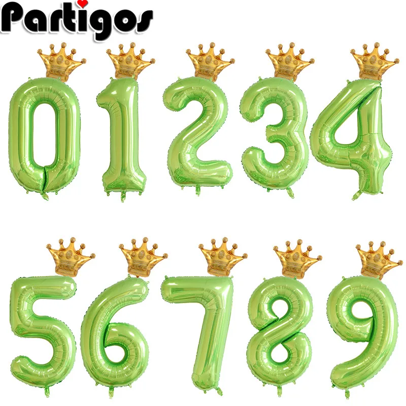 

2PCS Dinosaur 40inch Foil Number Balloons Dino Green Number Ballon Jungle Party Helium Balloon Boy Birthday Baby Shower Globos