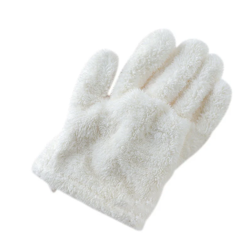 White Hair Drying Gloves Microfiber Absorbent Gloves Super Soft Gloves Towels Women's Products - Цвет: White