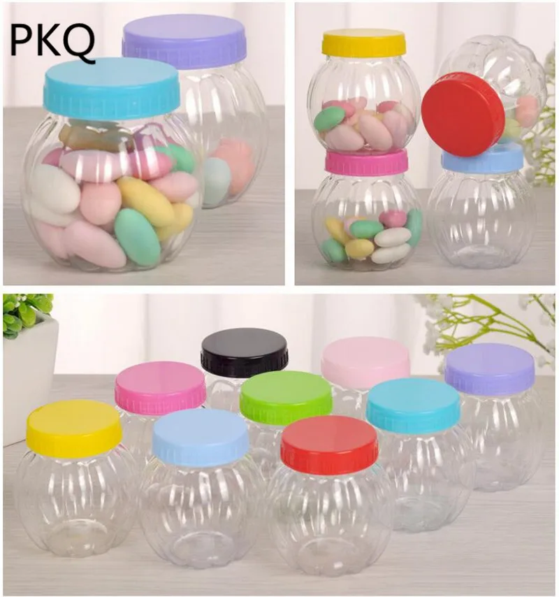 

Small Creative Cartoon Candy pet Box for Children Food Packaging Pet Transparent Bottle Injection Molded Round Plastic Sugar Box