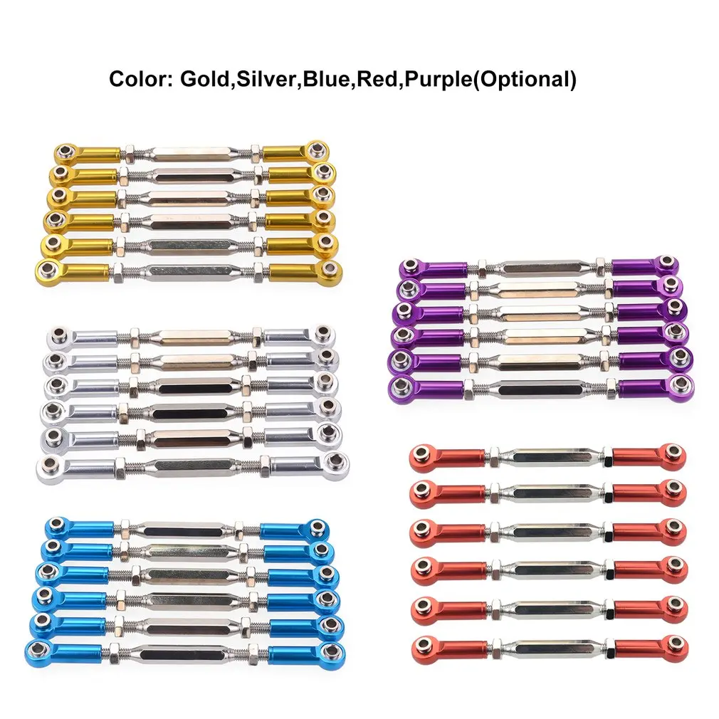 

6Pcs Aluminum Turnbuckle Rod Linkage For RC 1/10 Redcat Traxxas EPX HSP ZD Racing HPI Monster Truck Buggy Truggy Upgrade Parts