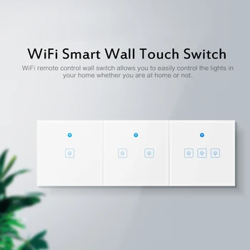 

1/2/3Gang Wireless Touch Wall Switch 86 Model Remote eWelink WIFi Smarthome Single Fire Wire Light Switch With Alexa Google Home