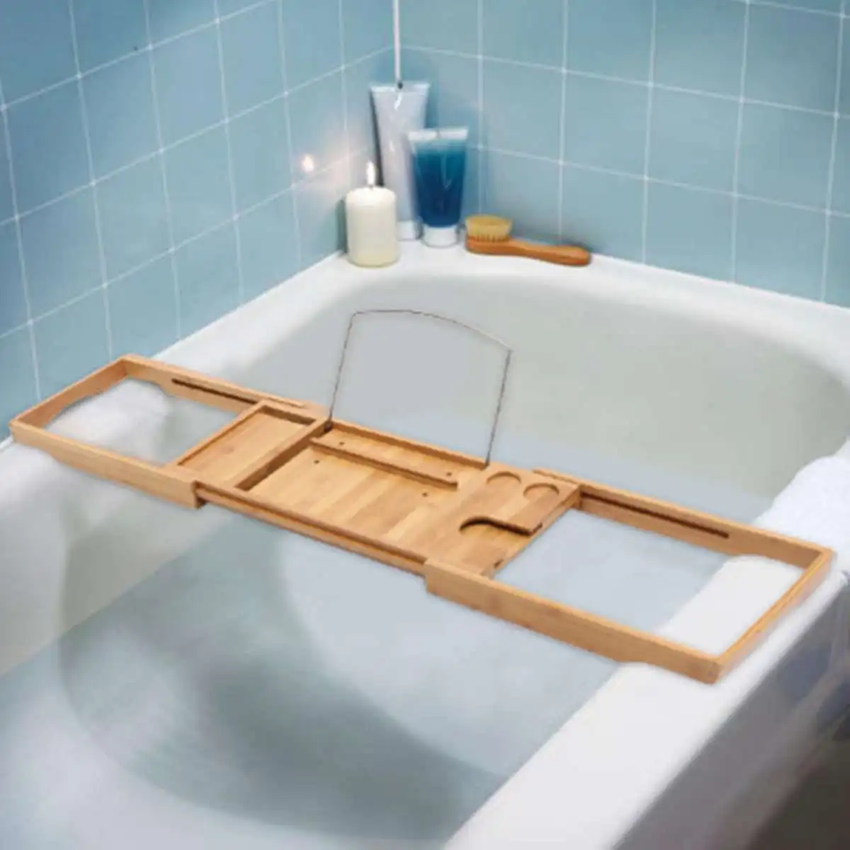 

Hot New 105X22X4cm Retractable Bamboo Bathtub Tray Wooden Storage Rack Caddy Shelf Tub Tray Holder Stand Bathroom Organizer Acce