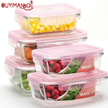

3 PcsMicrowave Oven Heating Lunch Box for Office Worker Leakproof Glass Lunch Box Set Round with Lid Seal Health Food