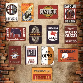 

Motors Cars Oil Tyre Service Vintage Metal Signs Retro Tin Poster Decorative Plates Wall Stickers Pub Bar Garage Decor