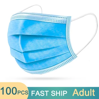

50/100 Pcs Wholesale 3-Layers Masks Disposable Ear-loop Face Mouth Masks Dust-Proof Personal Protective Face Mask White