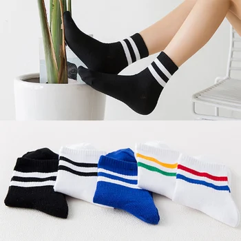 

1 Pair Women Short Socks Autumn Winter Street Casual Stripe Female Girls Comfortable Cute Cotton Socks C0150