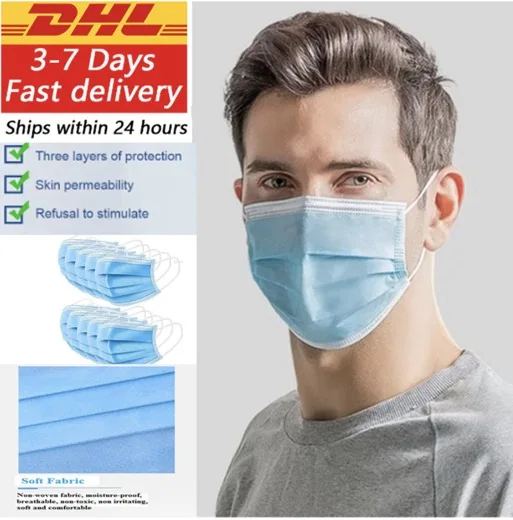 

Fast shipping daily PM 2.5 Dust mask filter protective disposable mask face shield mask three layers of soft filter mask