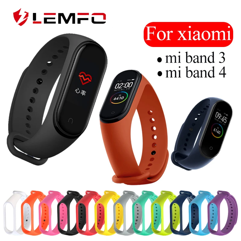 LEMFO цветной mi band 4 аксессуары pulseira 3 ремешок замена силиконовый браслет для xiaomi