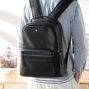 

Men's Backpack Backpack Men Fashion Trend Casual Travel Backpack Leather Leather Computer Bag Large Capacity School Bag