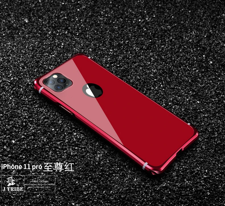 Роскошный металлический корпус для iphone 11 Pro Max, задняя крышка из закаленного стекла для iphone 11, алюминиевая рамка для iphone 11