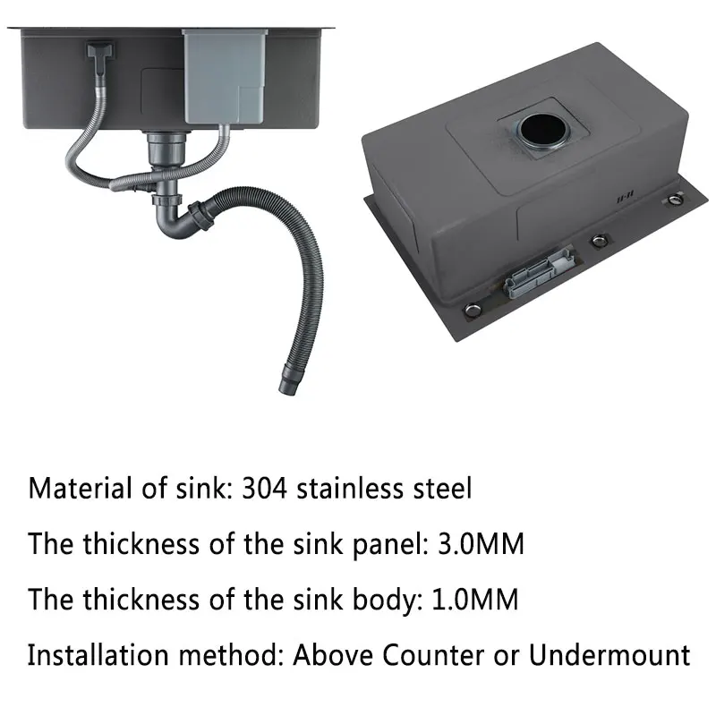 Black single kitchen sink With knife holder vegetable washing basin With cutting board stainless steel pia black sink 5