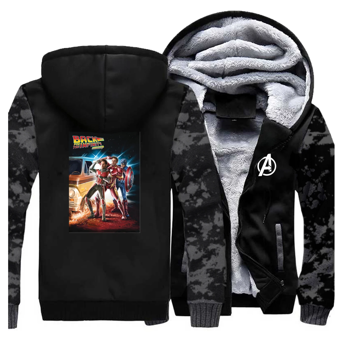 Мода Marvel Новая зимняя мужская модная верхняя одежда ветровка мужские теплые куртки с капюшоном повседневное спортивное пальто - Цвет: Vintage Gray