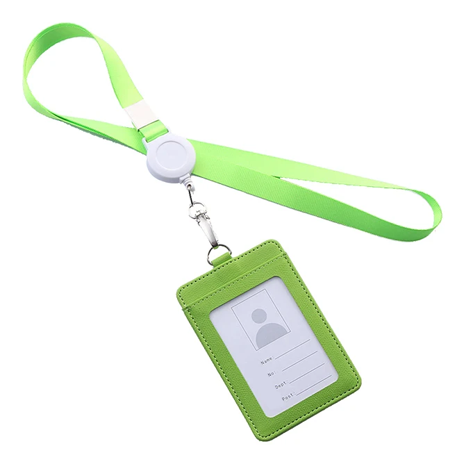 New PU Leather Business Work ID Bus Card Badge Case Holder Cover with Neck Lanyard Credit Card Holder - Color: c