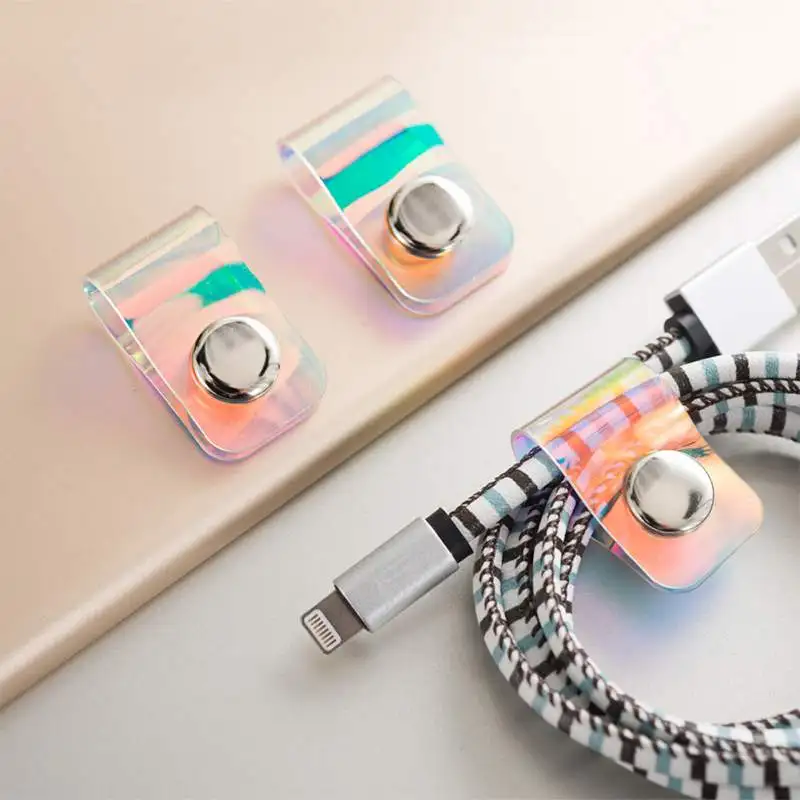 

Colorful Laser Earbuds Data Cable Line Storage Winder Cable Organizer Wire Wrapped Cord Line Holder for Phone MP4