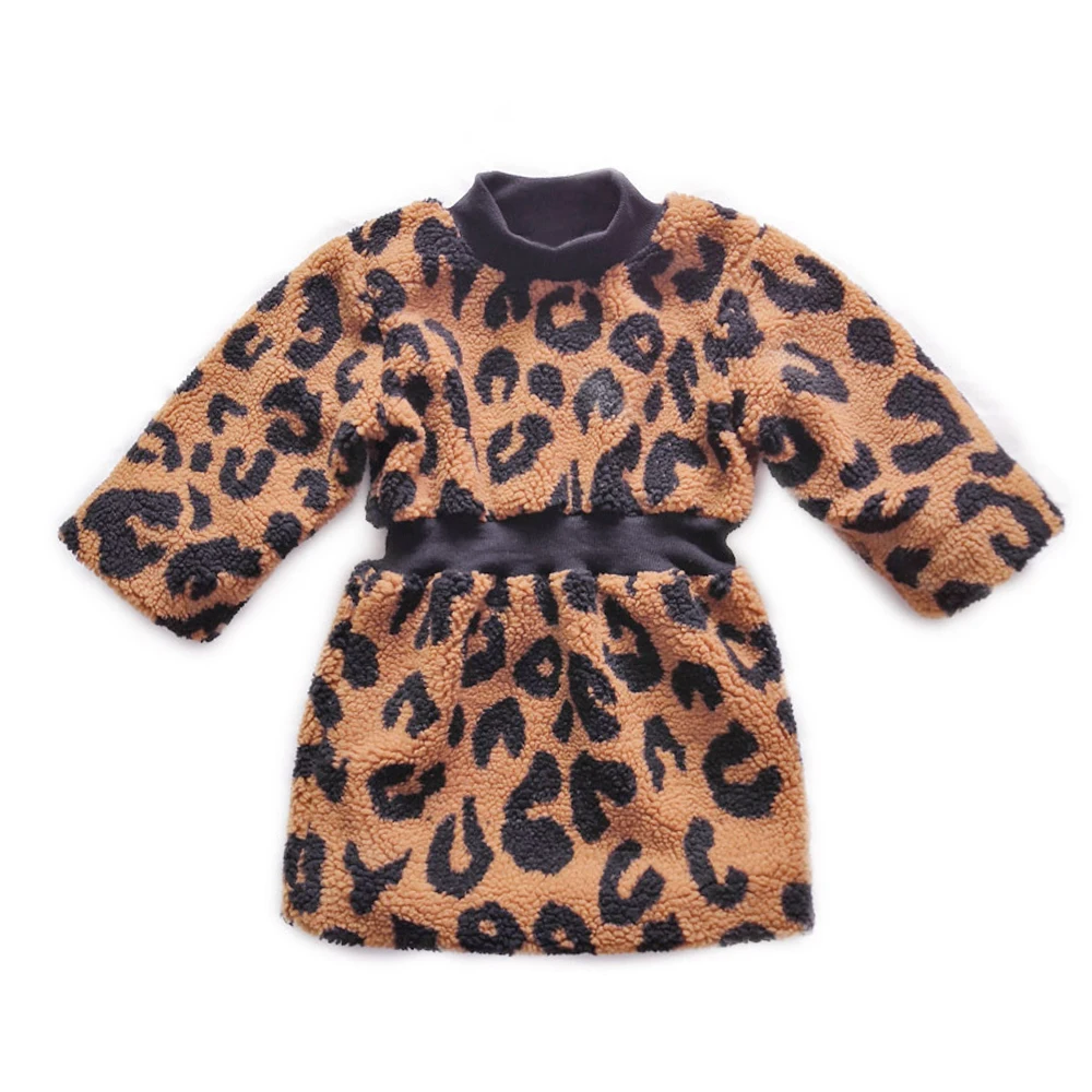 Leopard Babyinstar/Новинка; леопардовые бархатные Детские платья с длинными рукавами для девочек; детское платье; детская одежда для девочек - Цвет: Leopard