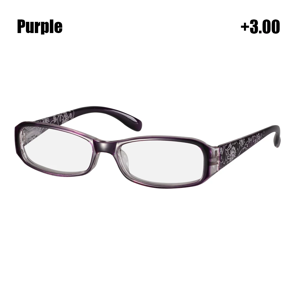 purple 3.0 1 шт., очки для чтения с цветочным принтом, ультра-светильник, смола+ 1,00~+ 4,0, диоптрийные очки, Уход За Зрением, весенние шарниры, новые модные очки - Цвет оправы: purple 3.0