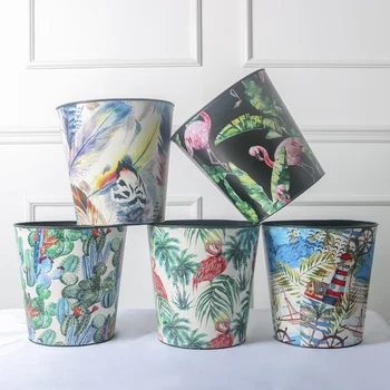 

American Creative Trash Can Decoration Leather Retro Home Bar Living Room Trash Can Storage Paper Decoration Decorations