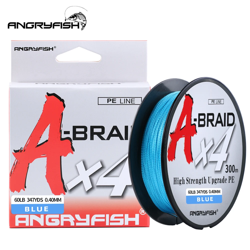 Angryfish A braid 327Yds/300 м плетеная рыболовная леска 4 пряди Полиэтиленовая