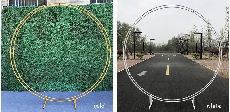 JAROWN Wedding Party Props Backdrop Iron Arch Stand Decor Double Round Ring Arch Frame Decorative Flower Arch Door Decoration (13)