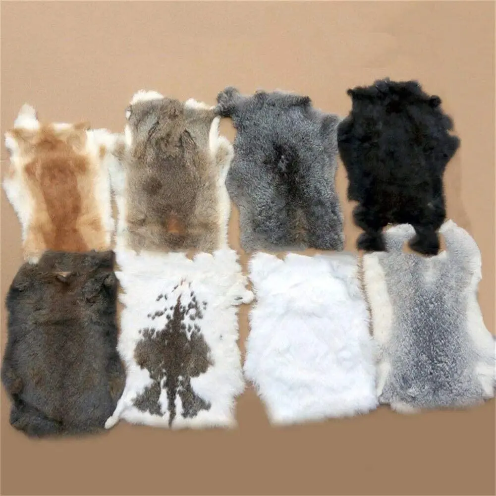 2pcs Natural Tanned Rabbit Fur Hide (10 by 12 Rabbit Pelt with Sewing  Quality Leather)