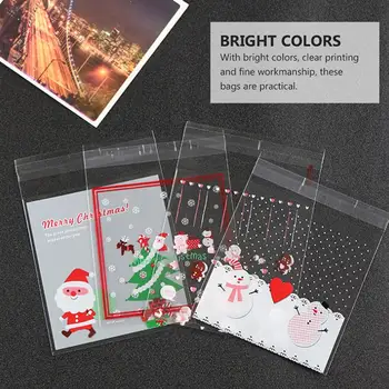 

1 Set 400 Pcs Christmas Wrapping Bags Self-adhesive Candy Bags (Assorted Color)