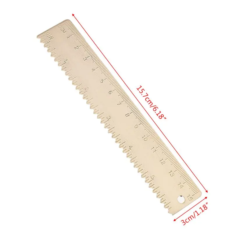 

15cm Brass Wave Straight Ruler Bookmark Cartography Painting Measuring Student