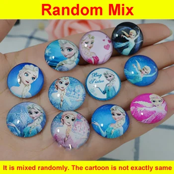 

50pcs Random Mixed 20MM Round Cute Cartoon Princess Girls Flatback Glass Cabochon for Kids Jewelry Findings Accessories