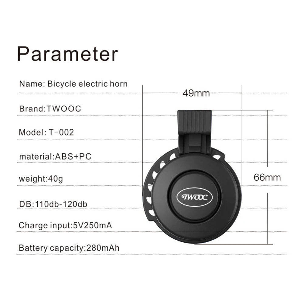 Bicycle Bell Electronic Horn USB Rechargeable Cycling Handlebar Alarm Ring