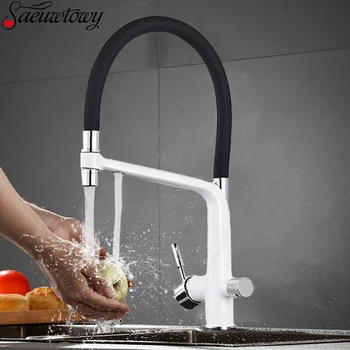 

Brass Pure Water Kitchen Faucet Deck Mounted Black Faucet Rotating 360 ° Rotate Kitchen Taps Grifo De Cocina Hot And Cold Water