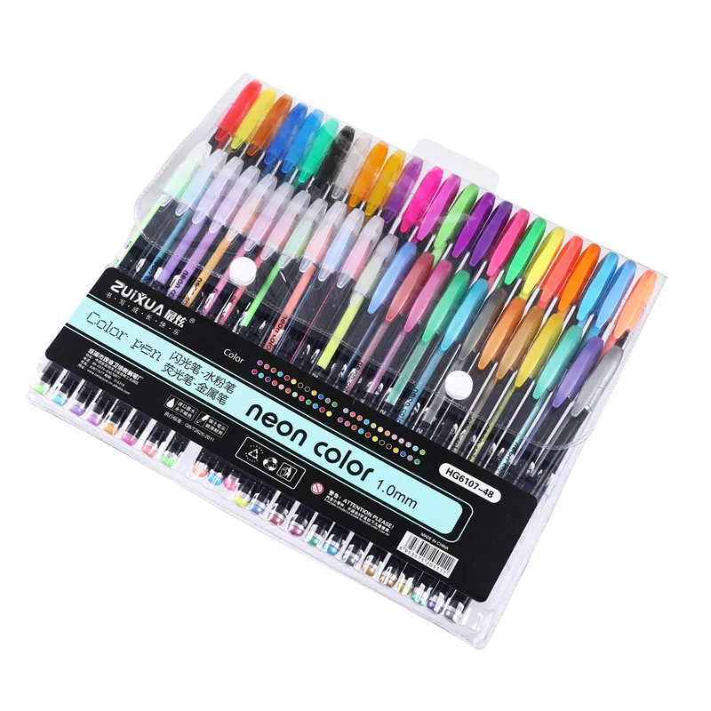 12/24/36/48 Colors Gel Pen Set Metal Pastel Glitter Colored - Temu