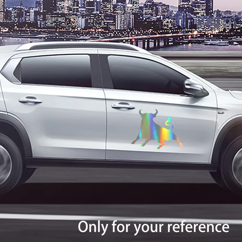 1410.6CM Car Sticker Vinyl Spanish Bull Fashion Cool Vinyl Car Sticker On Car Styling Waterproof Decals 3D BlackSilverLaser (5)