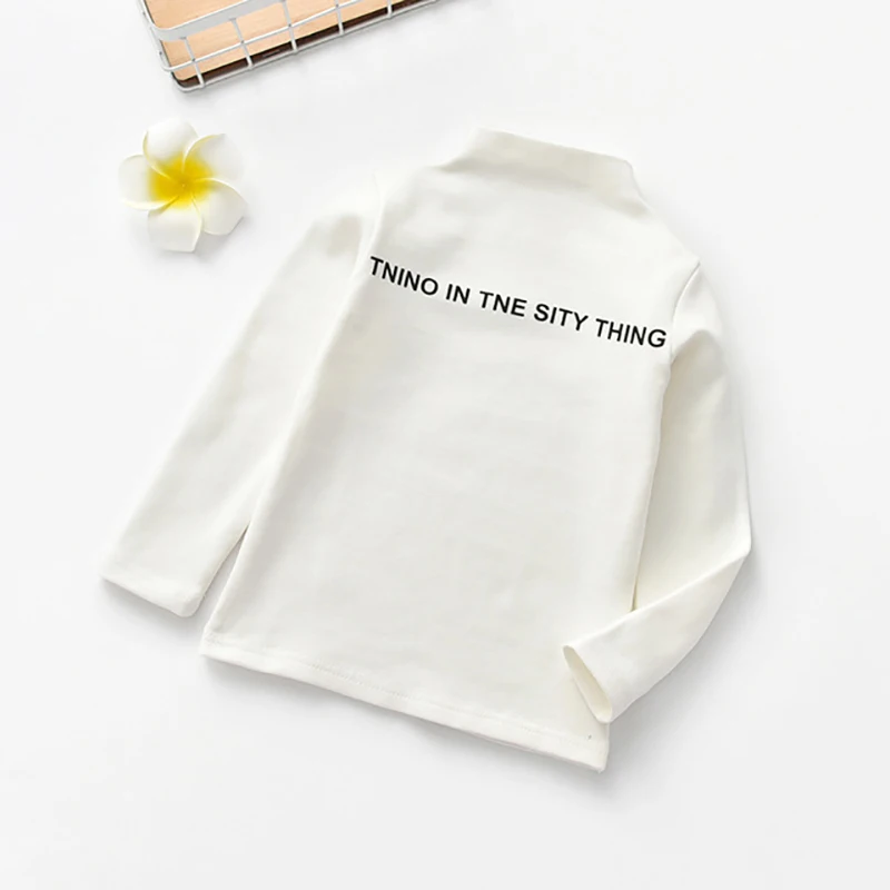 Winter New Baby Girls Letters Print T-shirt Bottoming T Shirt Cotton Children Long-sleeve T-shirt Kids Clothes