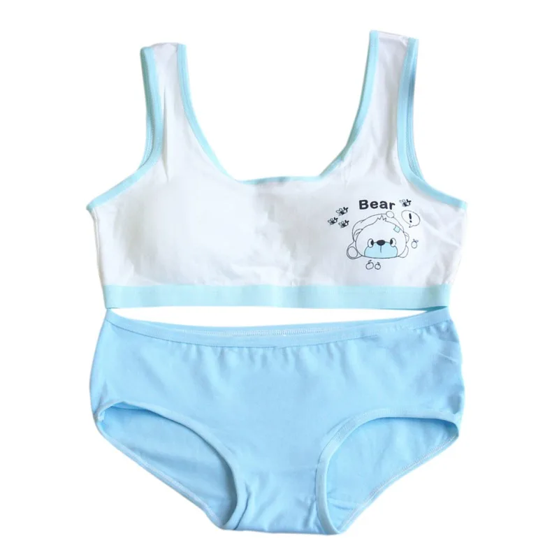 Girls Puberty Bra Set Children's Underwear Without Steel Ring Candy Color Training Bras for Teenagers Cotton Sport Underwear Set - Цвет: QC
