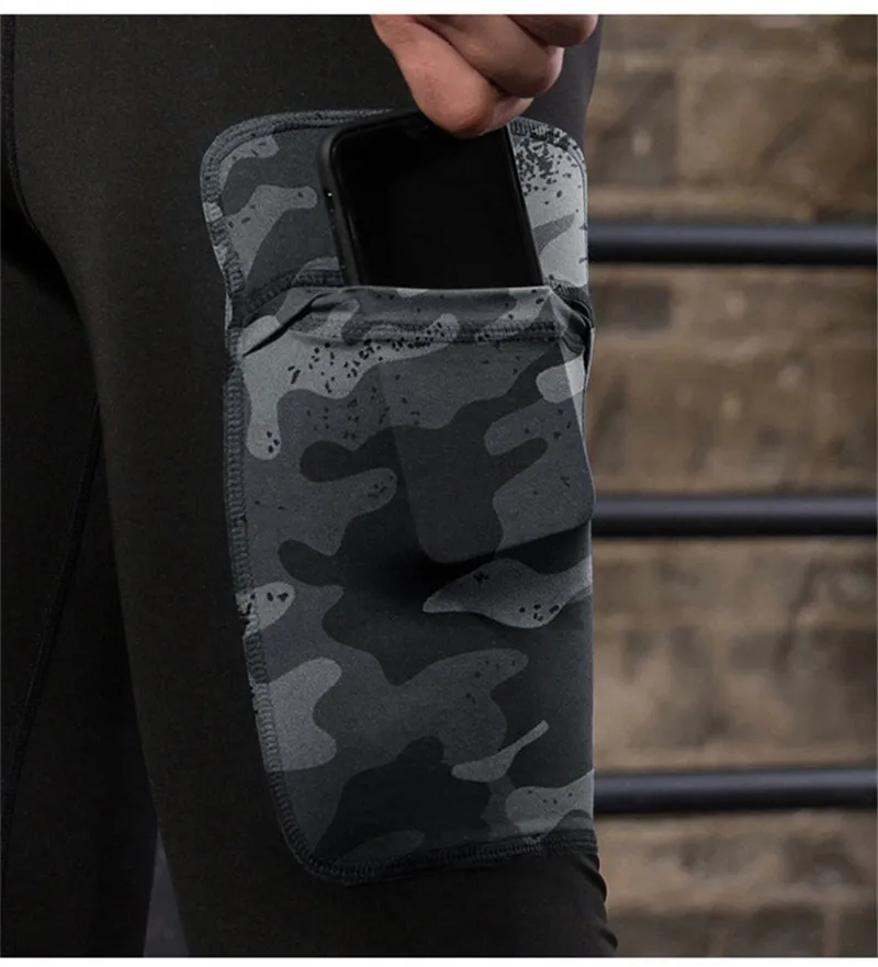 Men's Workout Pants Fitness Leggings Camoufalge Pockets Gym Compression Leg Man Bodybuilding Trousers Joggers Sweatpants