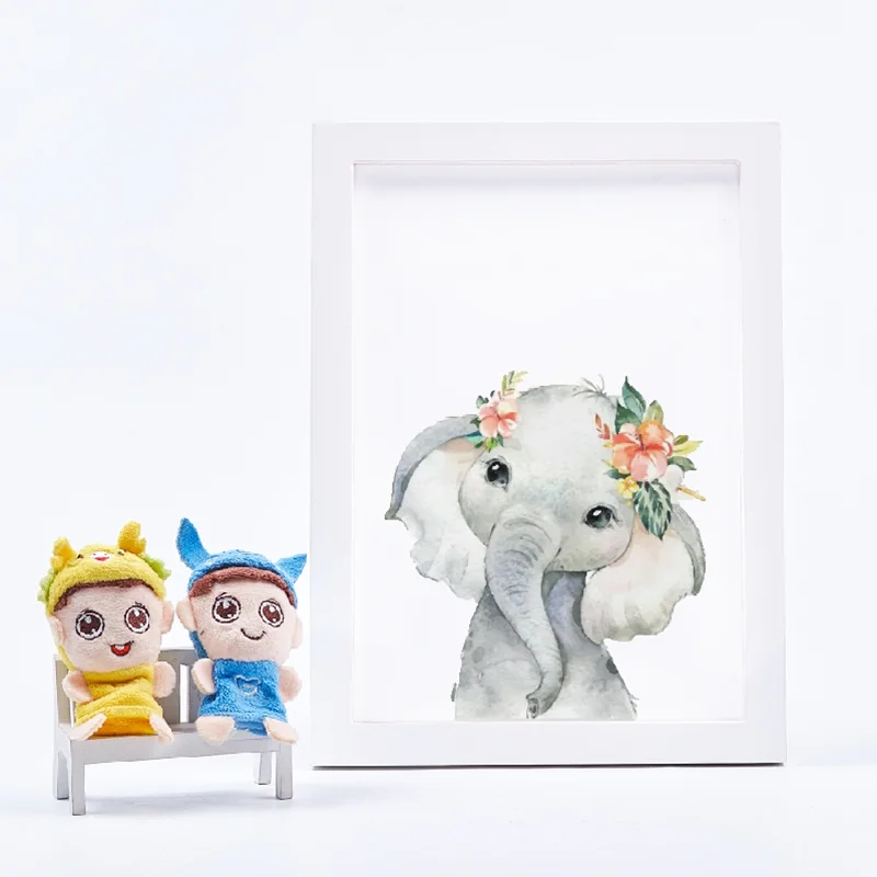 Elephant With Flowers Print Boho Nursery Decor Cute Animals Poster Baby Room Wall Art Canvas Picture Decoration Painting