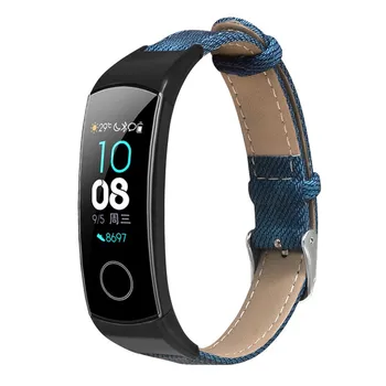 

HIPERDEAL Smart Electronics 190-230mm Wrist Strap Denim Bracelet Metal Case Wristband Strap Watch Band For Huawei Honor Band 5/4