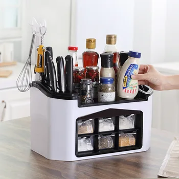 

Multifunction Seasoning Box Organizer Meal Knife Fork Spice Kitchen Storage Rack Spice Supplies Seasoning Storage Tank Set