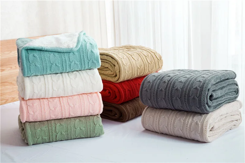 Hot Cotton High quality Sheep velvet Blankets Winter warmth Knitted wool blanket Sofa/Bed cover quilt Knitted bl